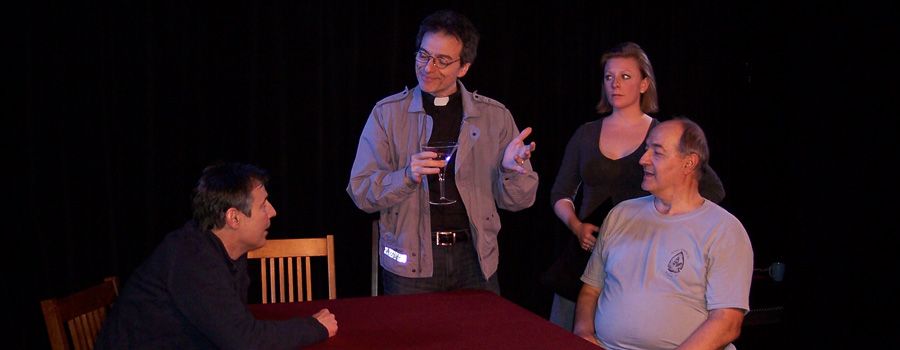 Jerry Ferris, John Blaycock, Annie Paul, Paul Montagna in Holy Child Playwright: Joe Lauinger, Directed by Sue Glausen at Arias Off-Off Broadway Theatre